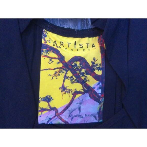 Artista Budapest Handmade Designer Sleeveless Graphic Maxi Dress Size Large - Picture 4 of 13